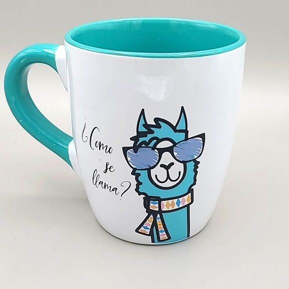 Tara Reed Designs - Como se llama,  Teal & White Oversized Mug - Picture 4 of 5